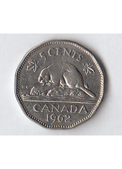 1962 - CANADA 5 Cents Nickel Castoro circolato